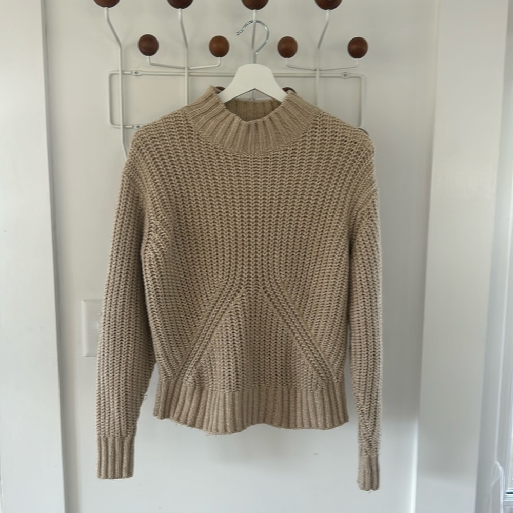 Splendid Tan Neutral Mock Neck Knit Sweater Size S